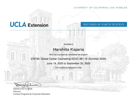 Global Career Counselling EDCU Certification by Univariety and University of California Los Angeles (UCLA)